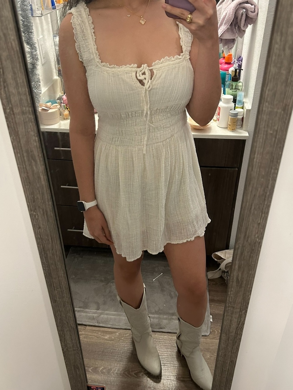 Princess Polly Cream Mini Sundress
